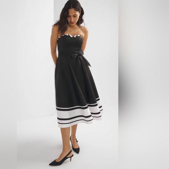 NWT White House Black Market Strapless Sweetheart Fit-N-Flare Dress Size 12 P - Picture 2 of 8